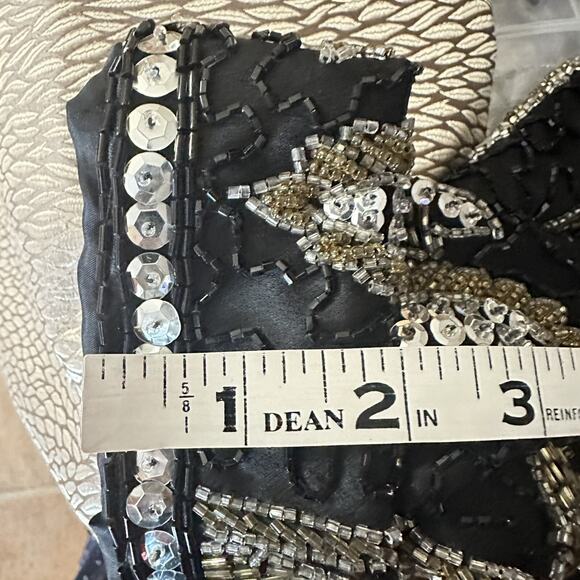 BLACK TIE He-ro Industries BEADED SEQUINED EVENING FORMAL Art Deco PARTY Dress - Picture 11 of 12